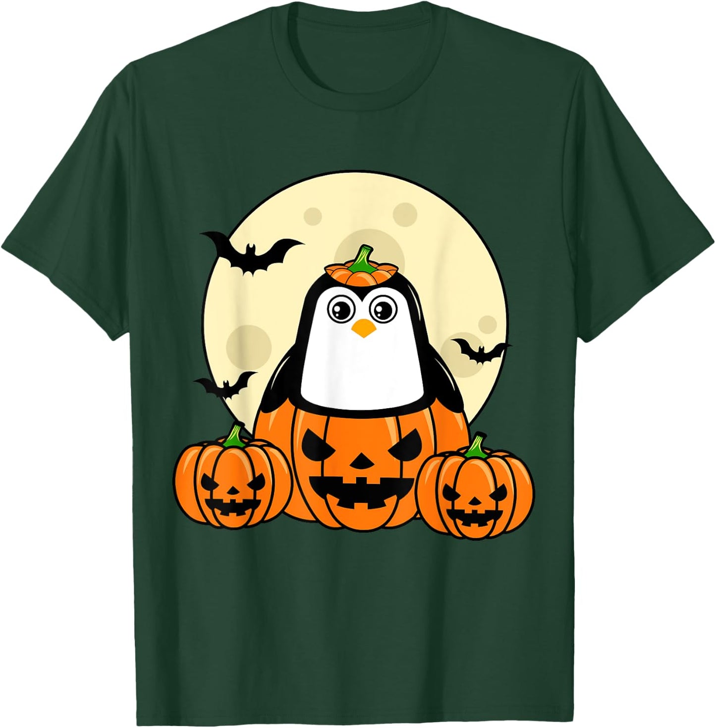 Penguin Pumpkin Moon Bats Costume Cute Easy Halloween Idea T-Shirt - T-Shirt | Forest
