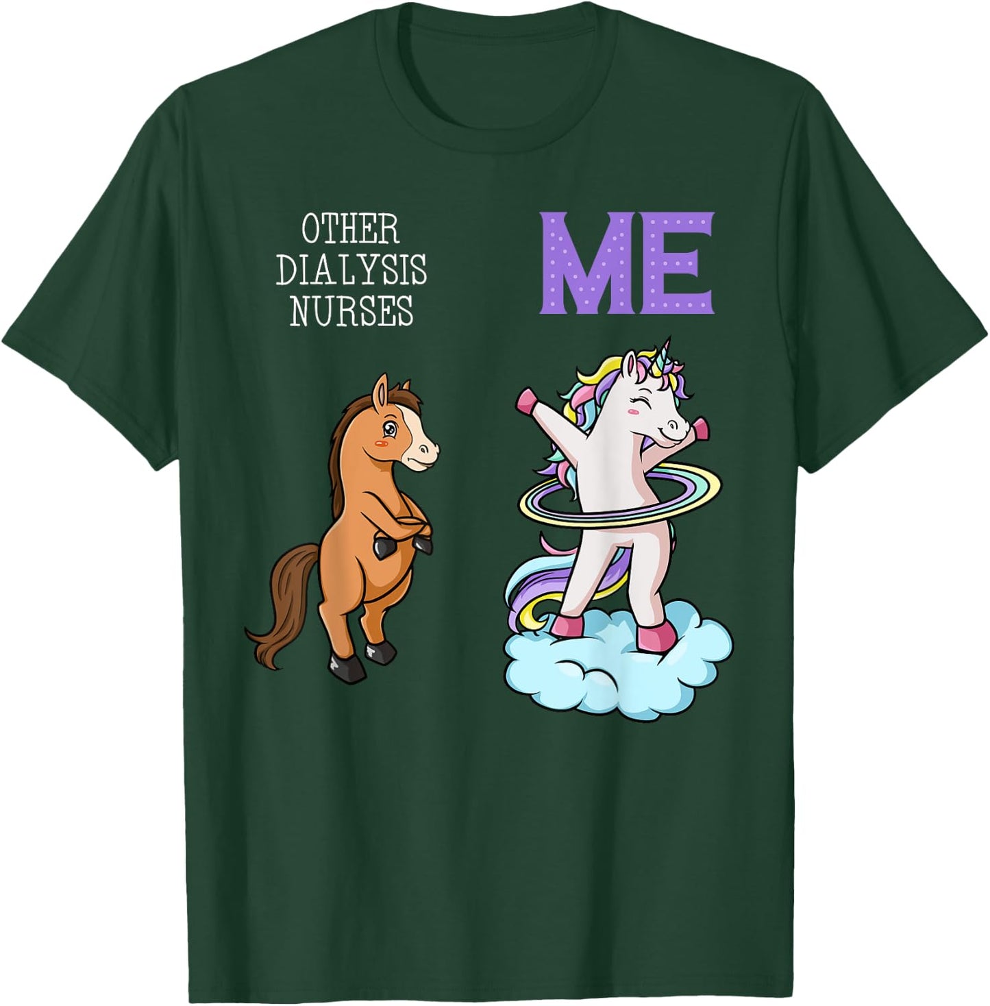 Dialysis Nurse Unicorn Renal Nursing RN Nephrology T-Shirt - T-Shirt | Forest