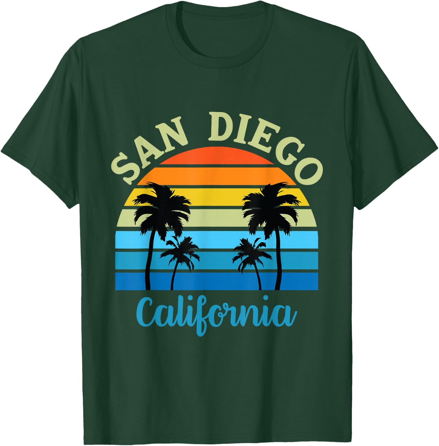 San Diego CA Palm Trees California Souvenir Retro Vintage T-Shirt - T-Shirt | Forest