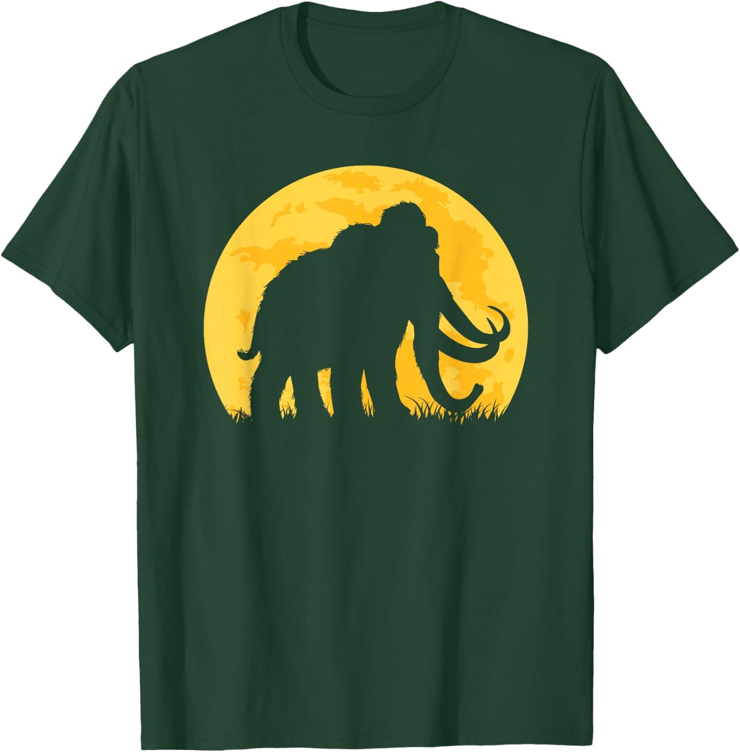 Woolly Mammoth Moon Sunset Prehistoric Animal T-Shirt - T-Shirt | Forest