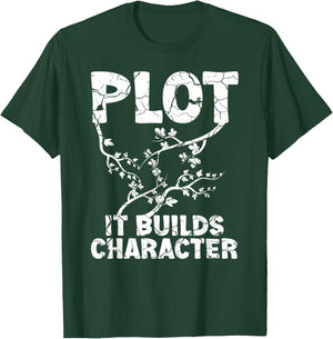 Funny Plot It Builds Character Book Reading Teacher Student T-Shirt - T-Shirt | Forest