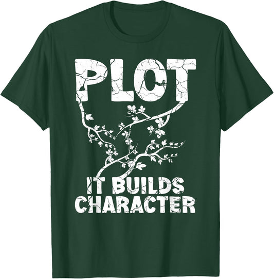 Funny Plot It Builds Character Book Reading Teacher Student T-Shirt - T-Shirt | Forest