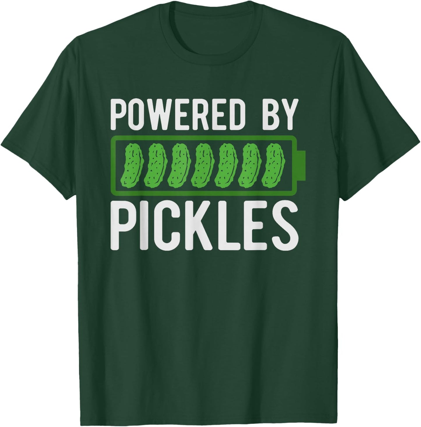 Powered By Pickles I Love Pickles Funny Pickle Lover T-Shirt - T-Shirt | Forest
