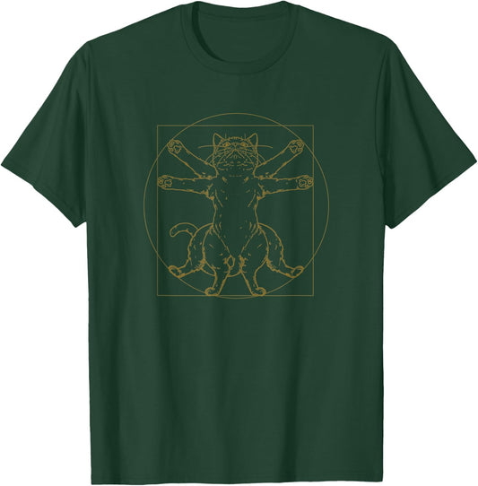 Vitruvian Cat Proportions Kitten Da Vinci cats Paws Kitty Women Kids T-Shirt - T-Shirt | Forest