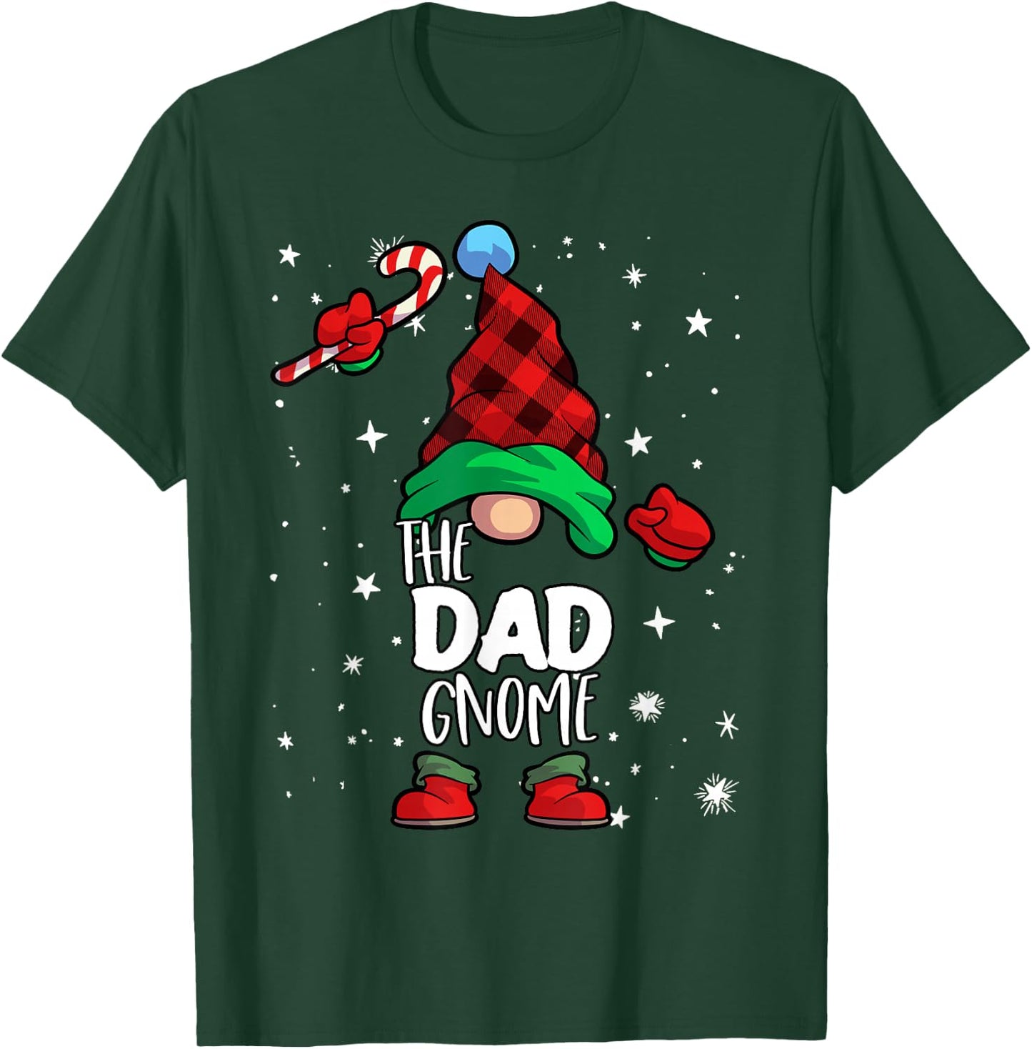 Dad Gnome Red Buffalo Plaid Matching Family Christmas T-Shirt - T-Shirt | Forest