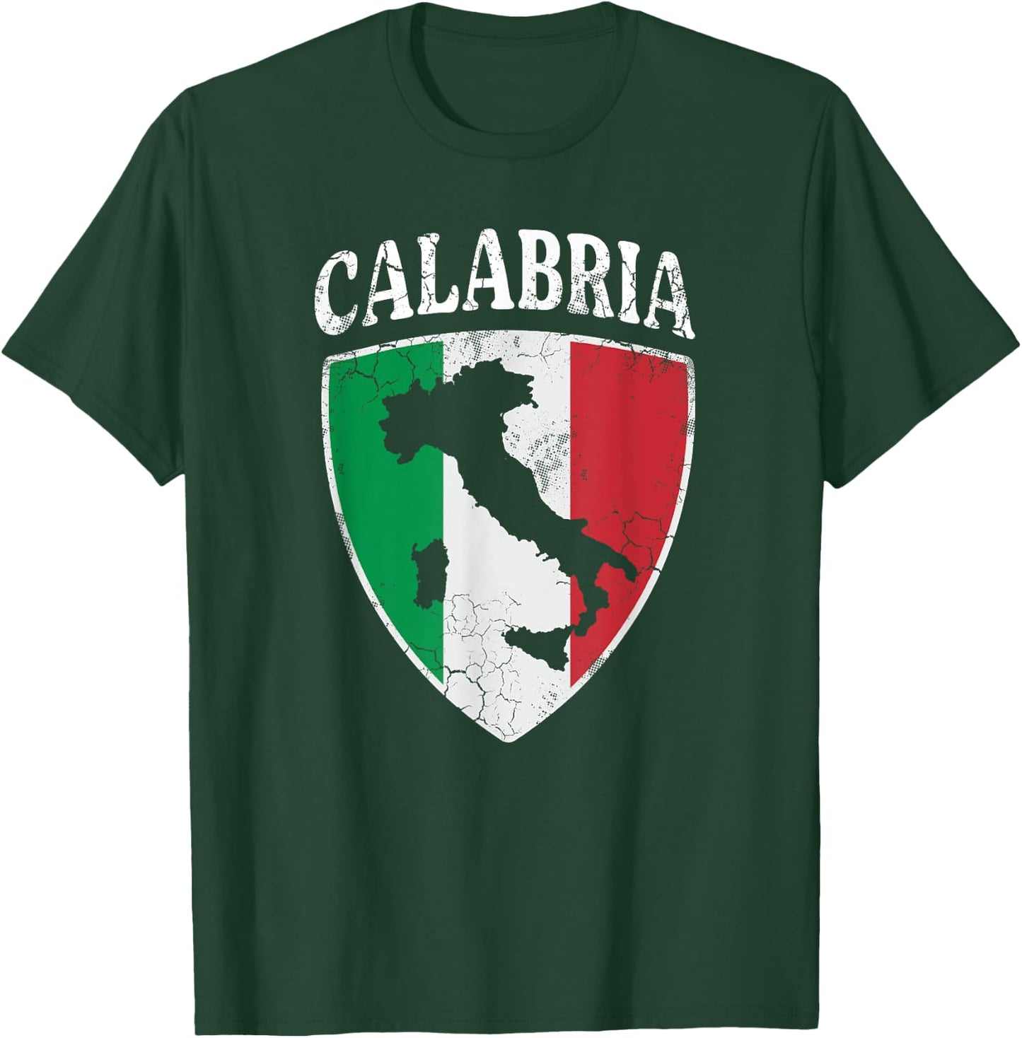 Calabria Italia Flag Crest Italy Italian Vintage Distressed T-Shirt - T-Shirt | Forest