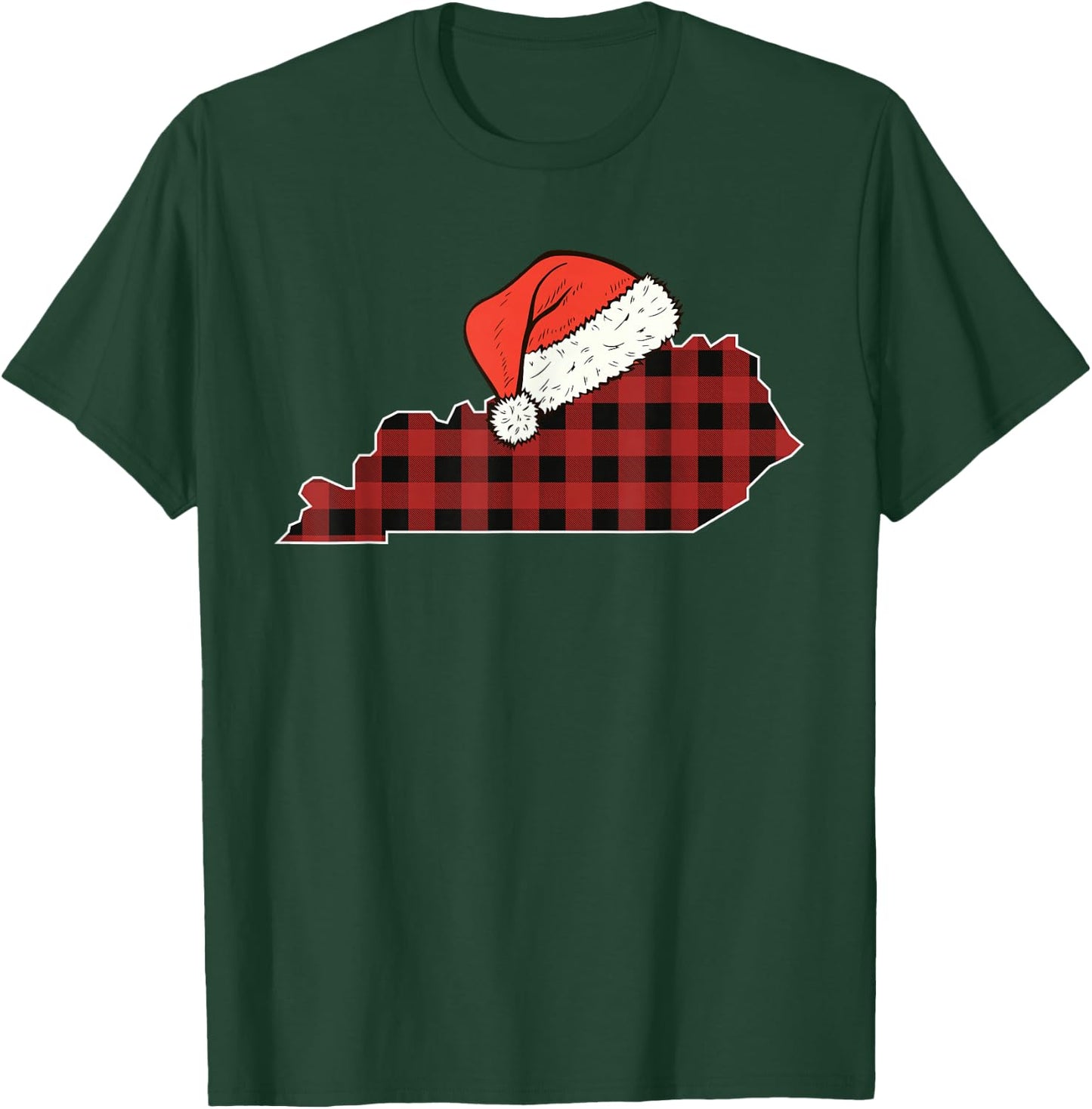 Kentucky Plaid Christmas Santa Hat Holiday Matching Design T-Shirt - T-Shirt | Forest