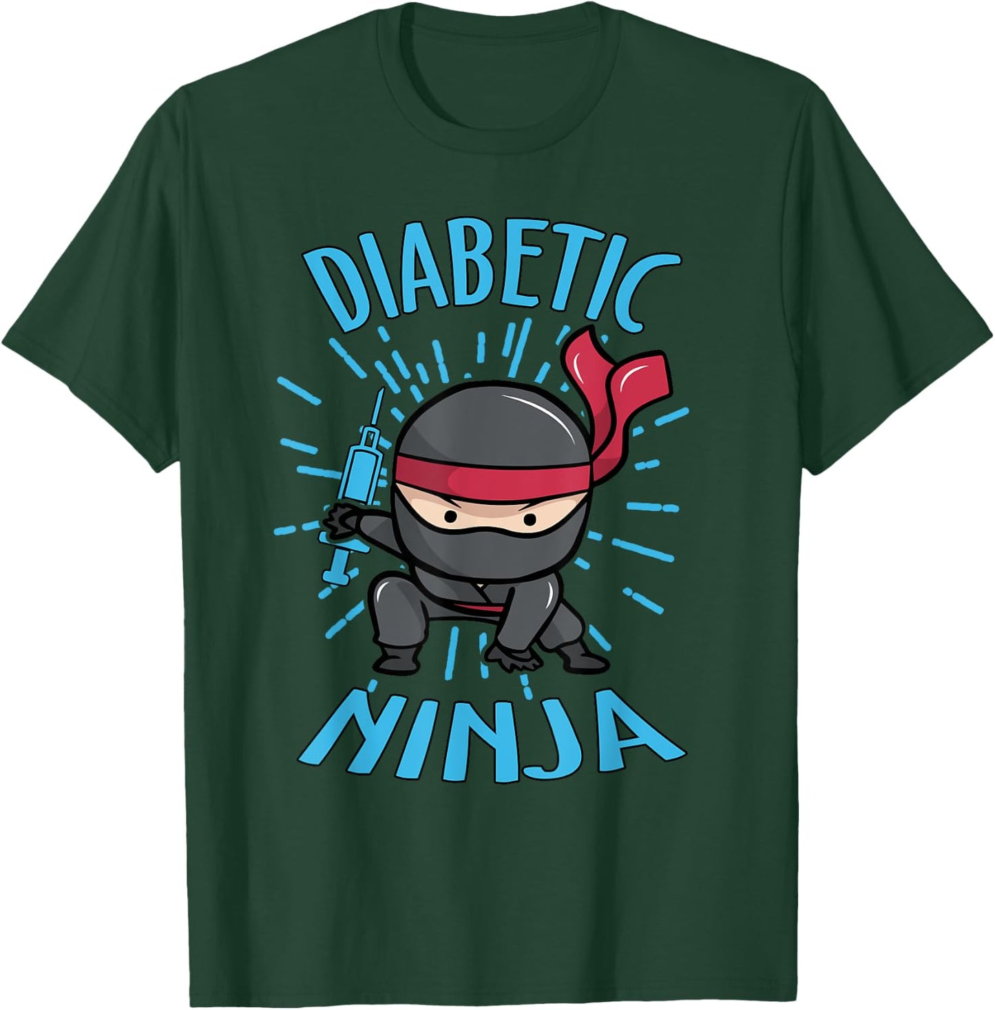 Diabetic Ninja Type 1 TD1 Diabetes Awareness Month Warrior T-Shirt - T-Shirt | Forest