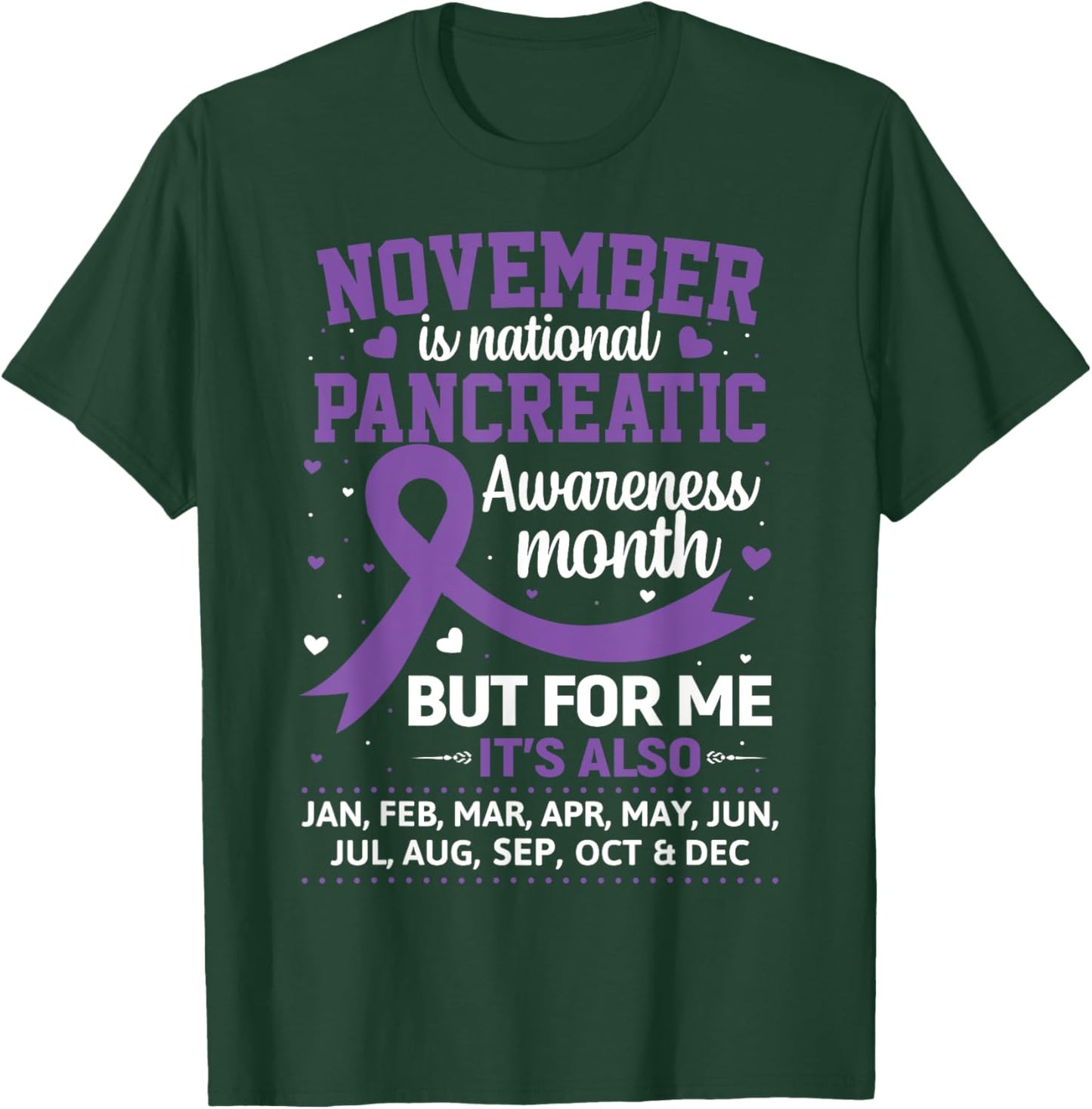 November is Pancreatic Cancer Awareness Purple Ribbon T-Shirt - T-Shirt | Forest