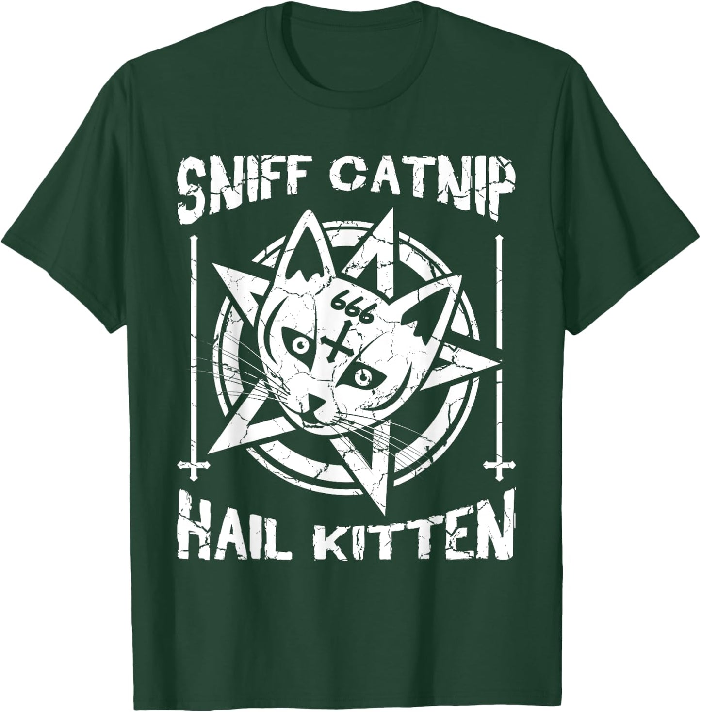 Sniff Catnip Hail Kitten Death Metal Cat Black Heavy Rock Men Women T-Shirt - T-Shirt | Forest