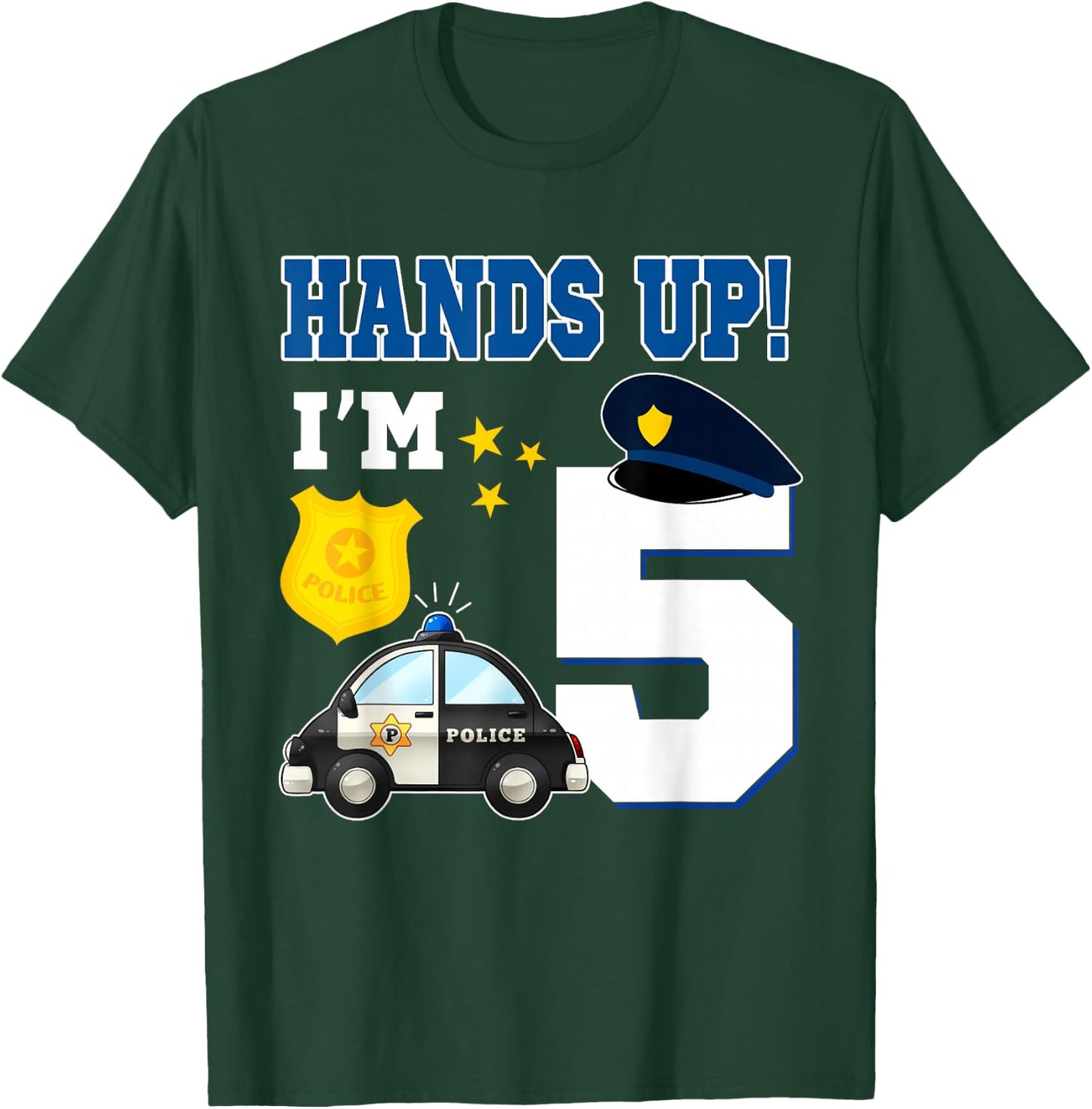 5th Birthday Policeman Boy 5 Year Old Police Officer T-Shirt - T-Shirt | Forest