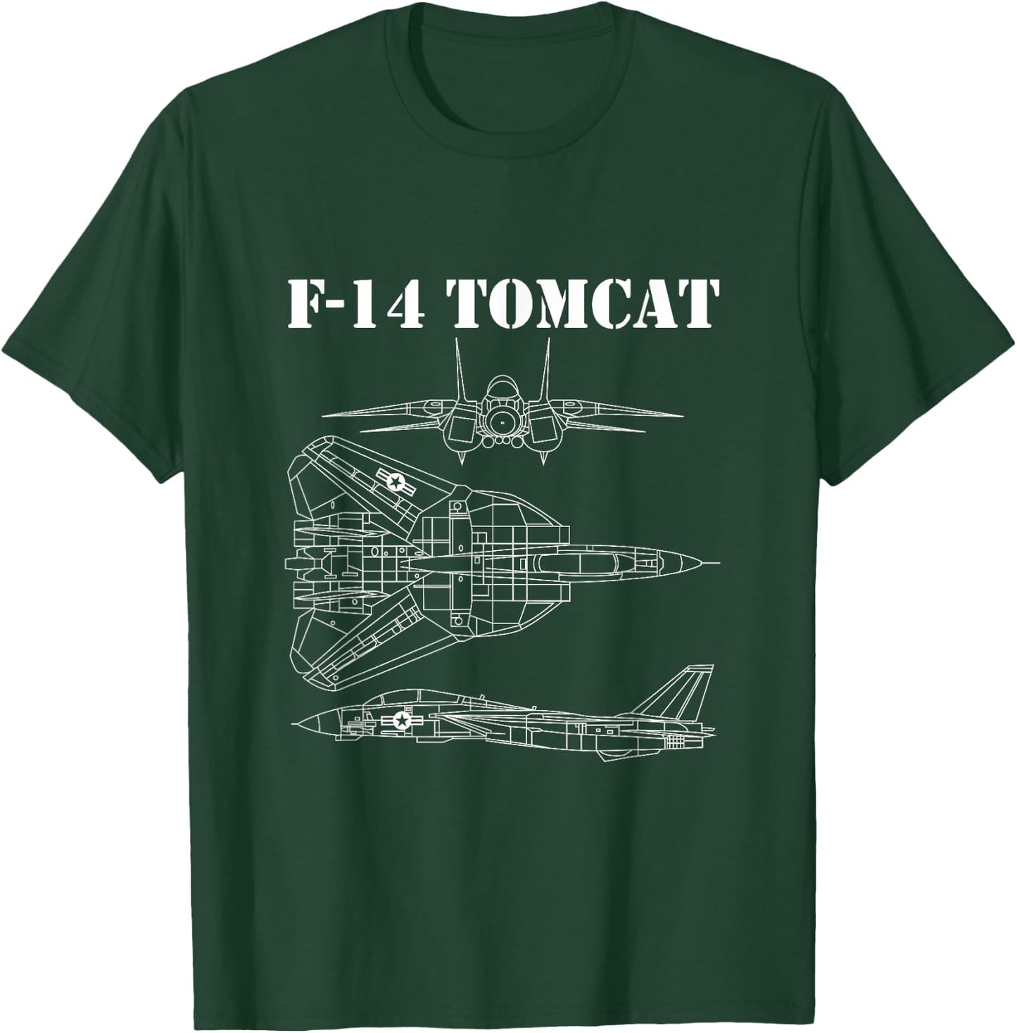 Vintage White F14 Tomcat Airplane Schematic F-14 Jet T-Shirt - T-Shirt | Forest