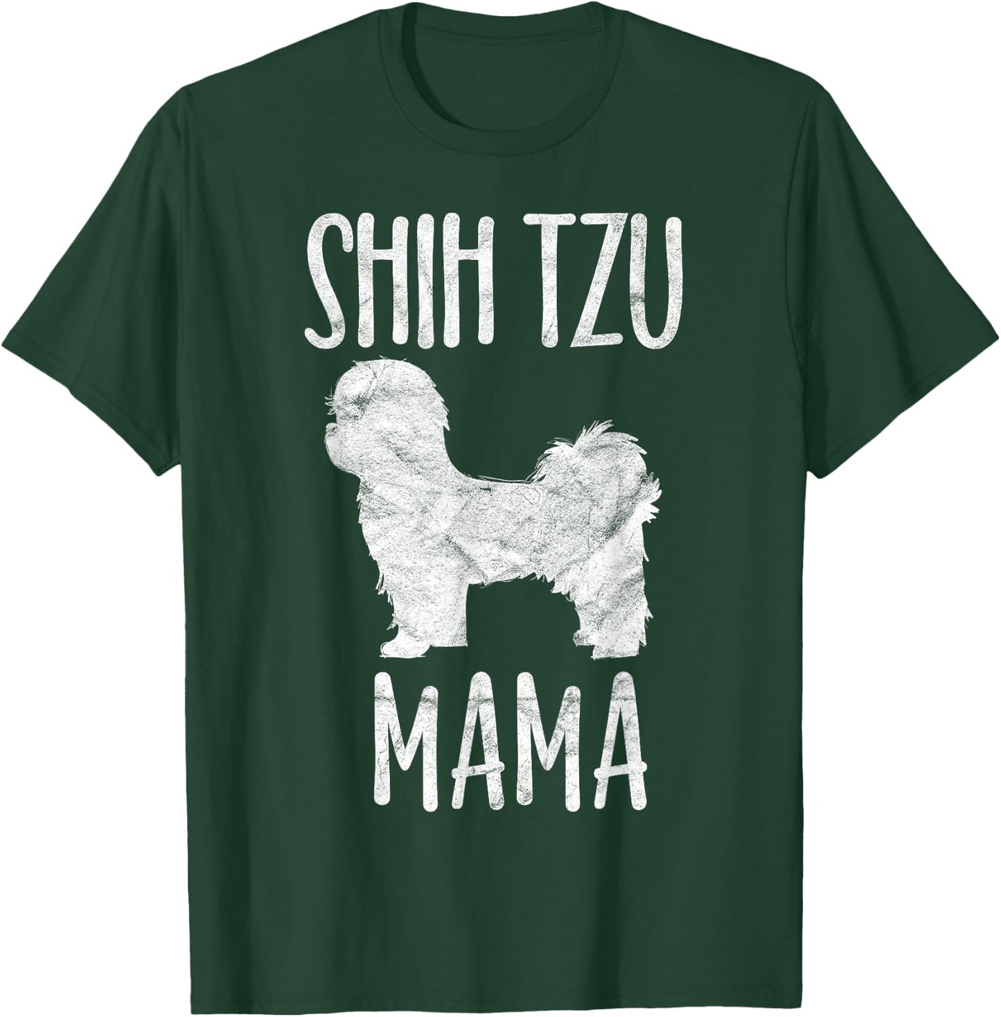 Vintage Shih Tzu Mom Mama Apparel Pet Dog Owner Mother Men Women Girls Kids T-Shirt - T-Shirt | Forest