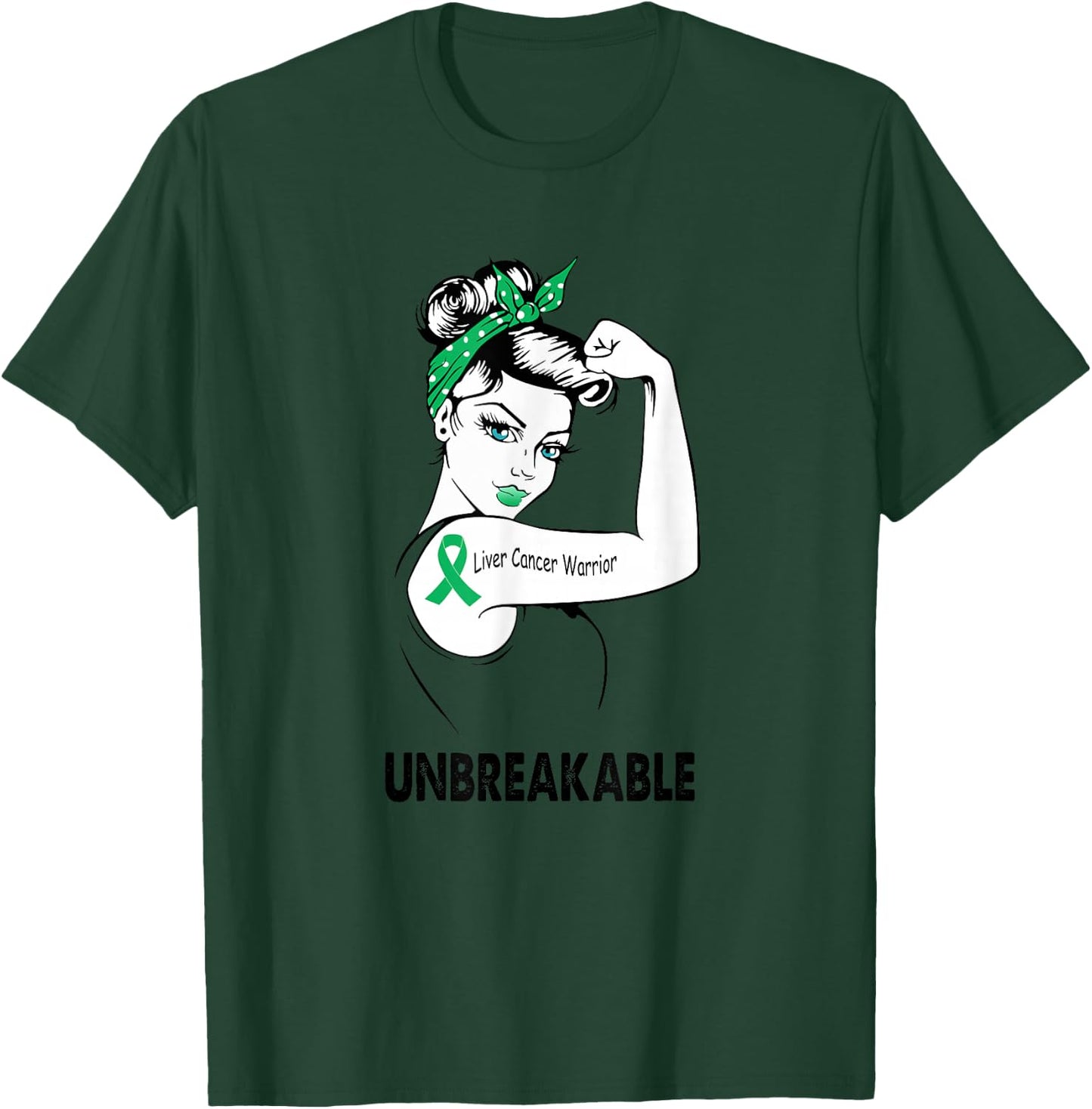 Liver Cancer Warrior Unbreakable Gift Awareness T-Shirt - T-Shirt | Forest