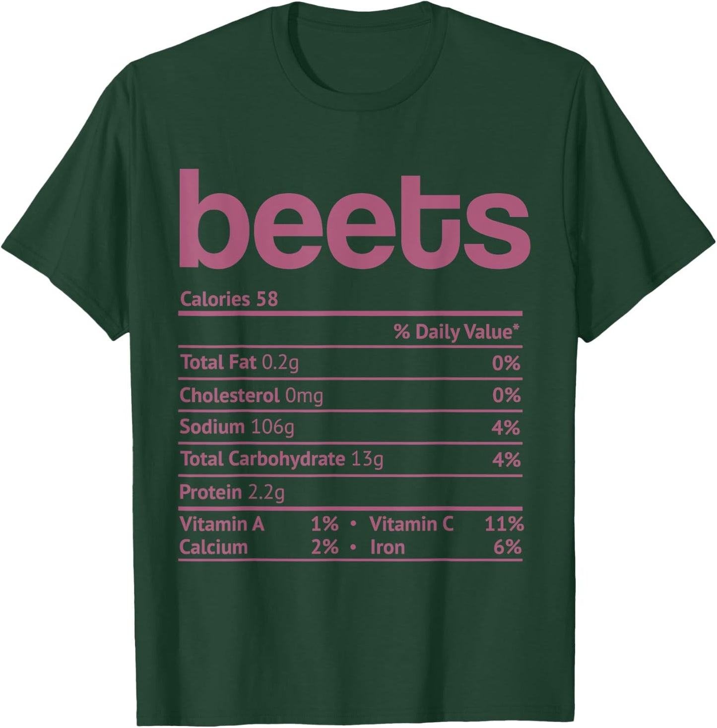 Beets Nutrition Facts Funny Thanksgiving Christmas Food T-Shirt - T-Shirt | Forest