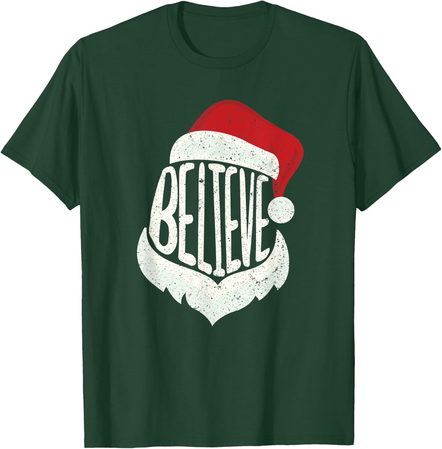 Funny Family Christmas Believe Santa Claus Cute Xmas Holiday T-Shirt - T-Shirt | Forest