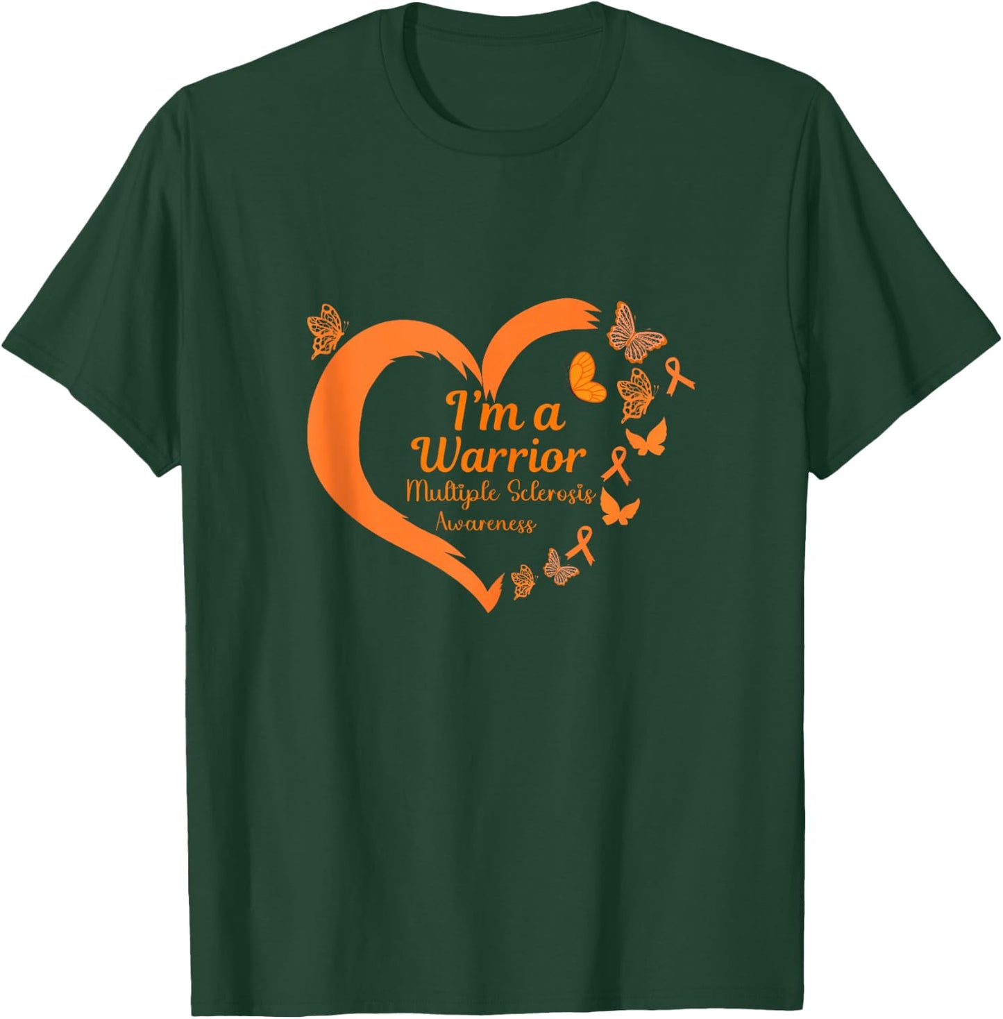 Multiple Sclerosis Warrior Women Heart Flower MS Awareness T-Shirt - T-Shirt | Forest