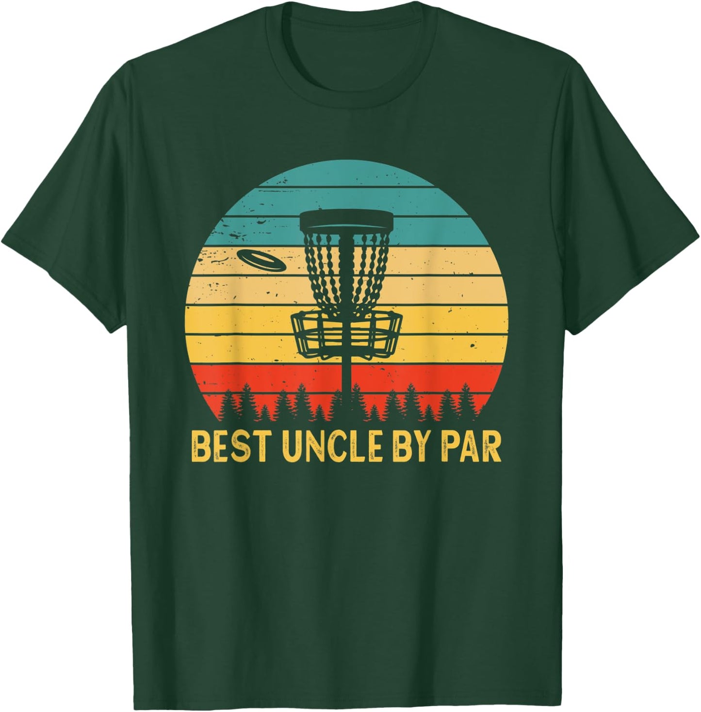 Vintage Best Uncle By Par Disc Golf Funny Father's Day T-Shirt - T-Shirt | Forest