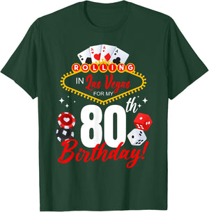 Rolling In Las Vegas 80th Birthday Crew Group Friends 80 T-Shirt - T-Shirt | Forest