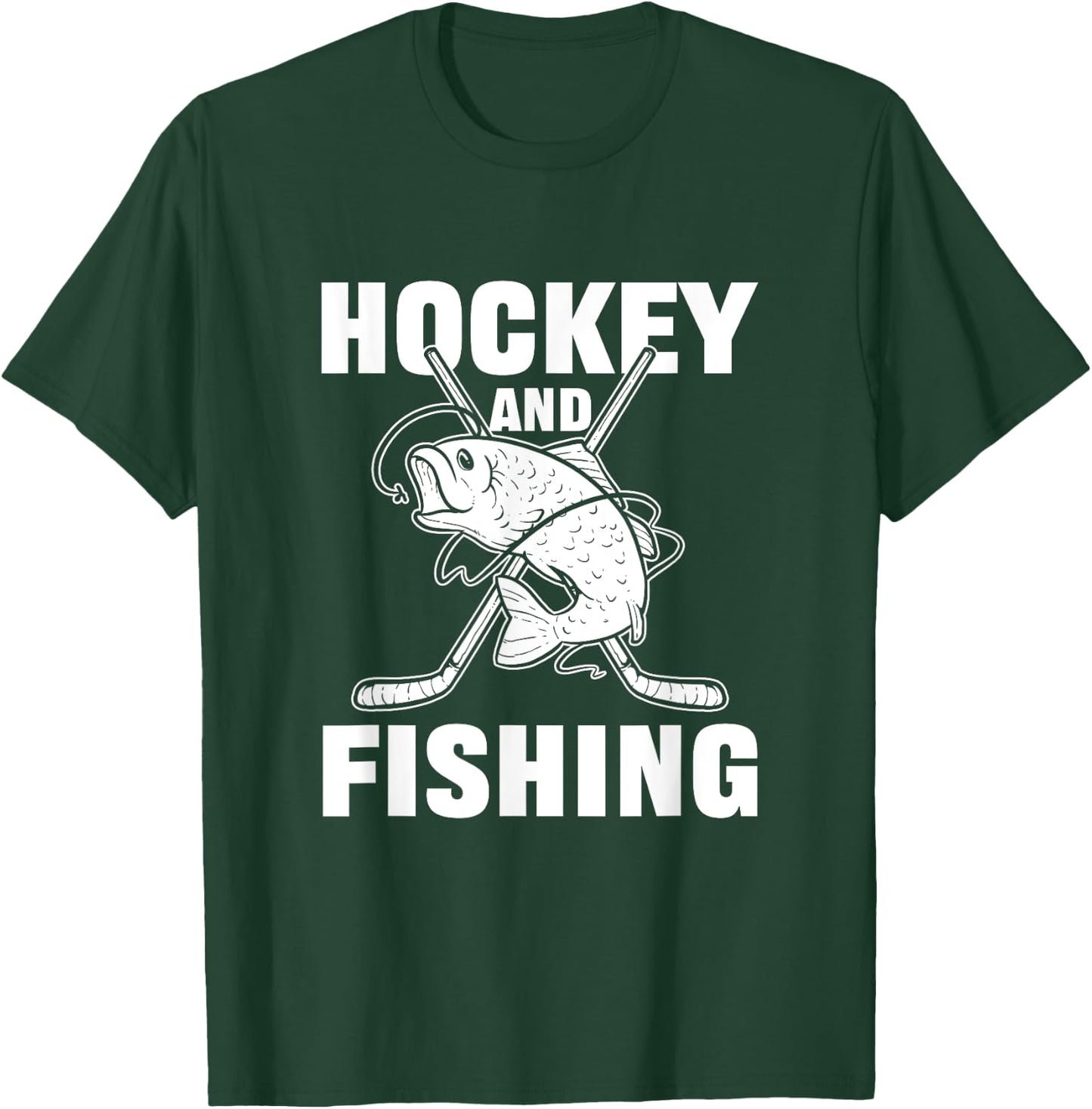 Hockey And Fishing Ice Hockey Fish Hunting T-Shirt - T-Shirt | Forest