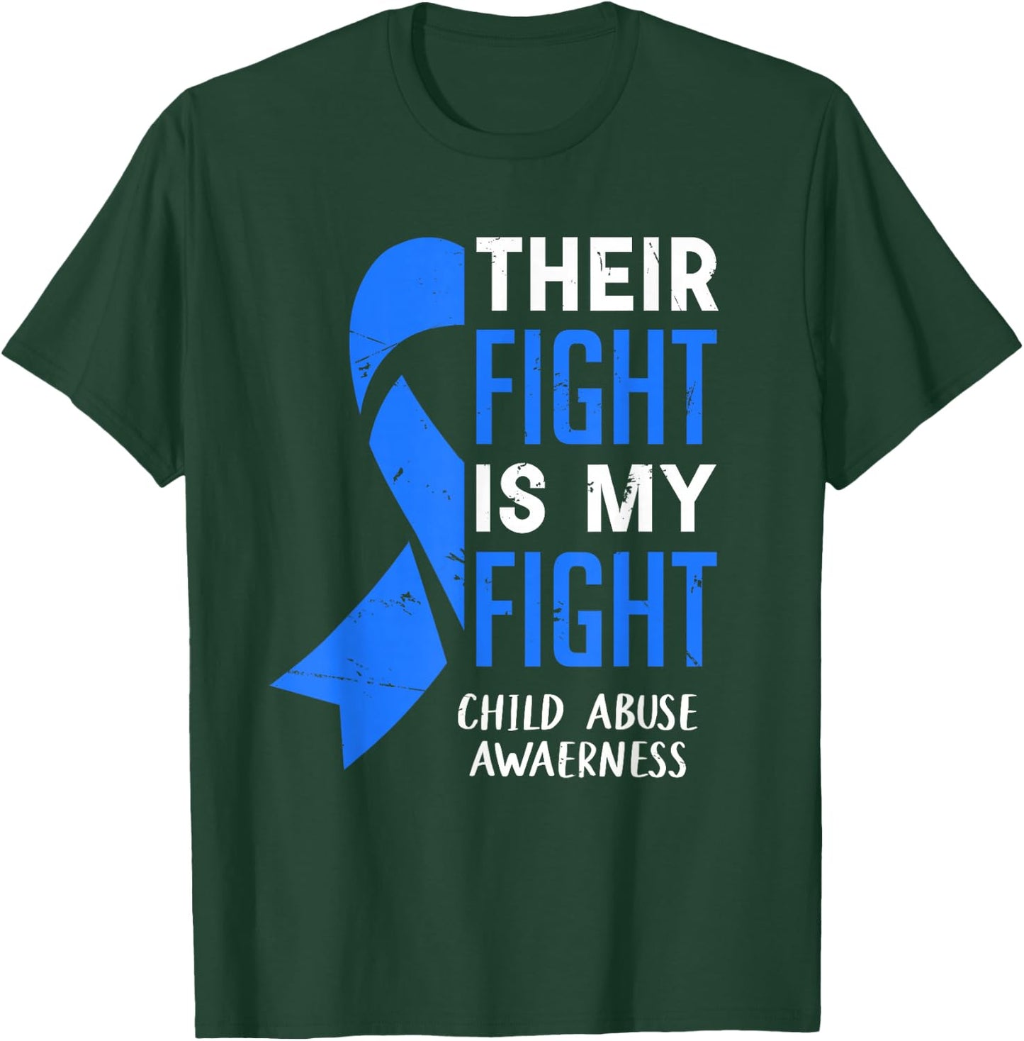 Their Fight My Fight Child Abuse Awareness April Blue Ribbon T-Shirt - T-Shirt | Forest