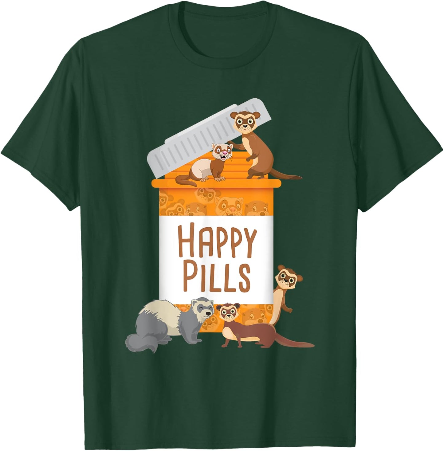 Happy Pills - Ferret Zoo Animal Lover Pet Owner T-Shirt - T-Shirt | Forest