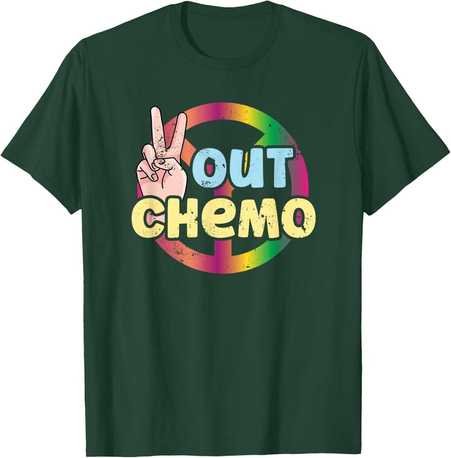 Peace-Out Chemo Cancer Awareness For Fighter Survivor T-Shirt - T-Shirt | Forest
