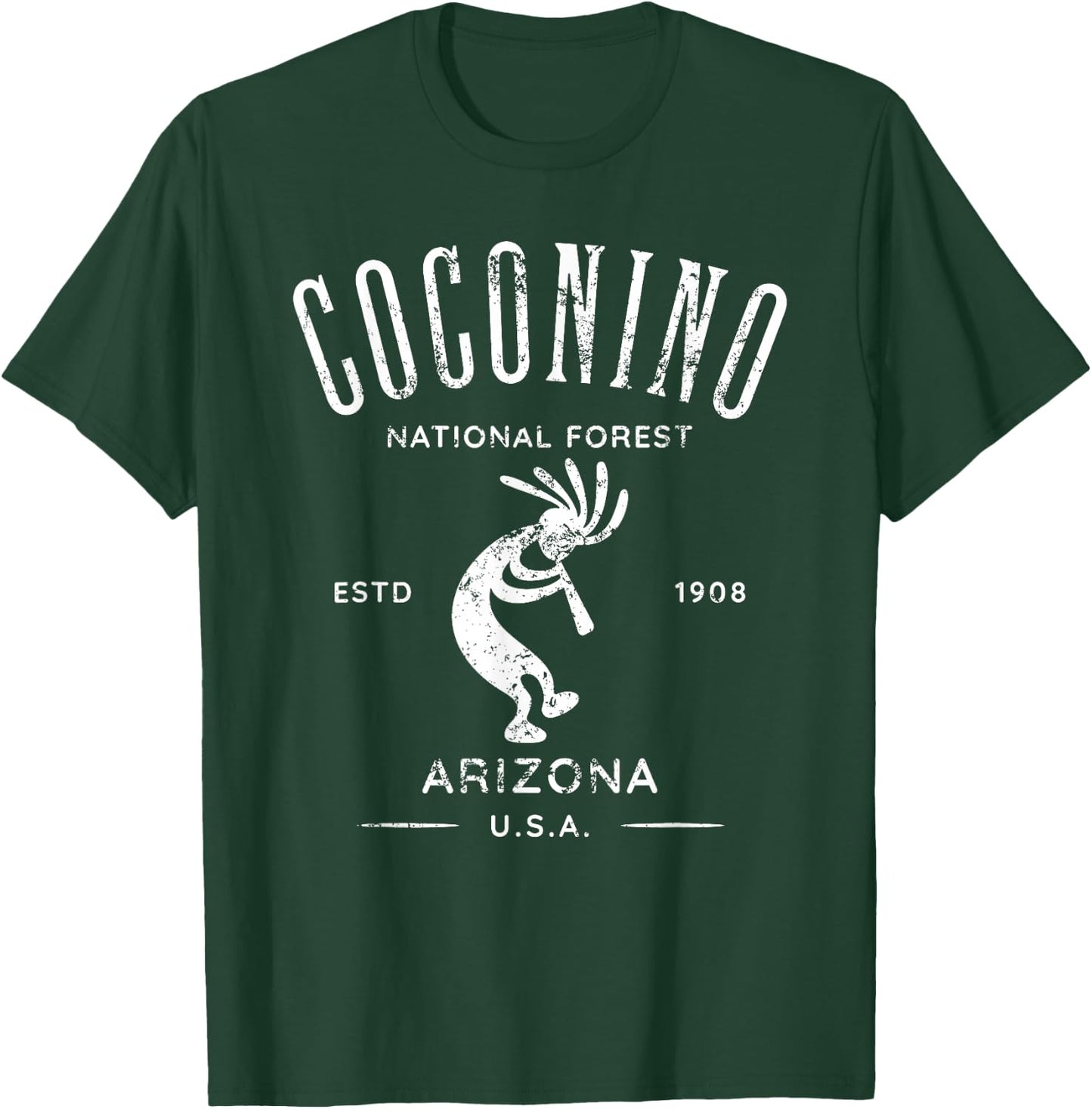 Coconino National Forest Arizona Kokopelli Distressed Design T-Shirt - T-Shirt | Forest