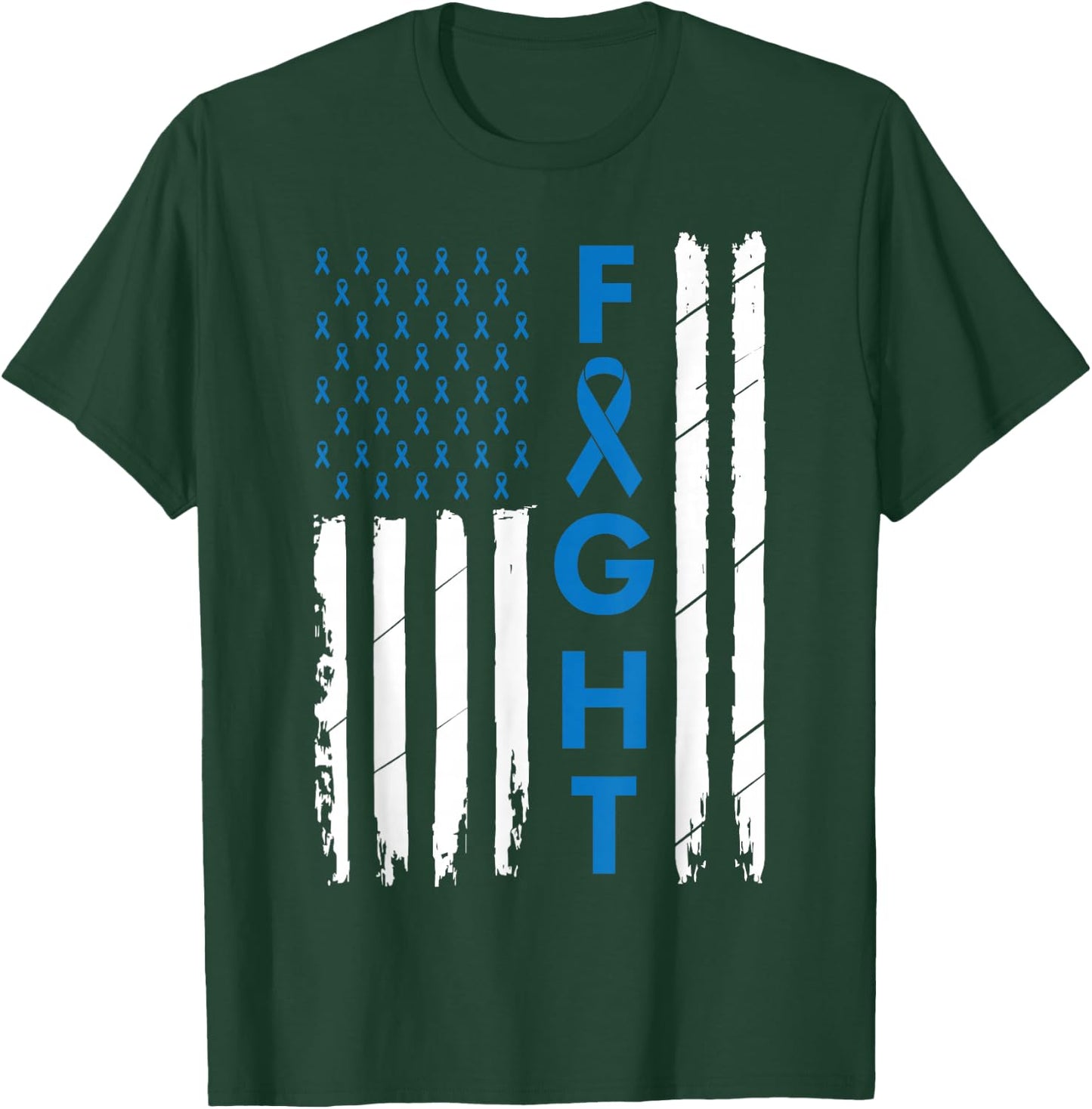 Colorectal Cancer Colon Cancer Blue Ribbon T-Shirt - T-Shirt | Forest