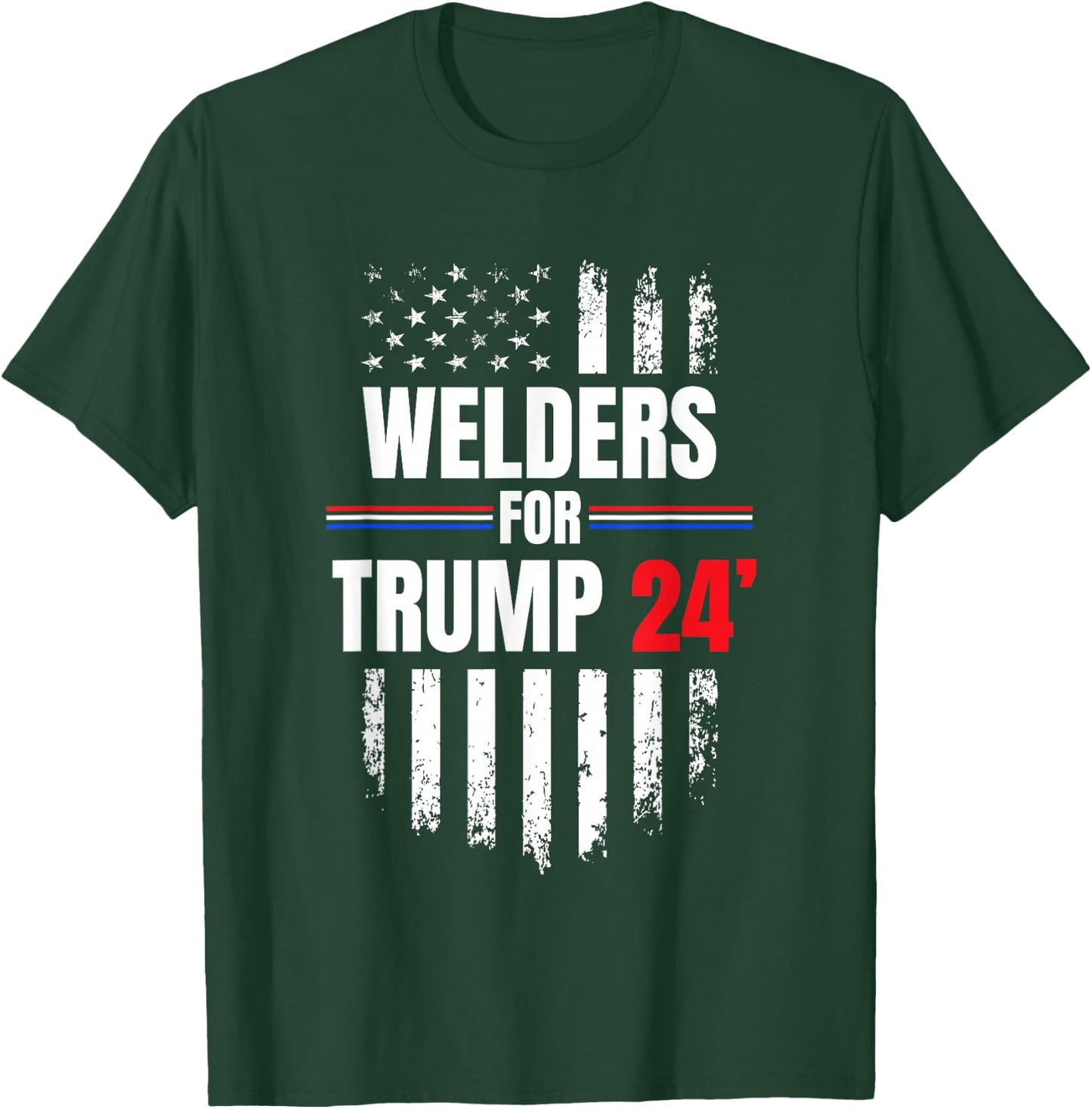 Welders For Trump 2024 American Flag T-Shirt - T-Shirt | Forest