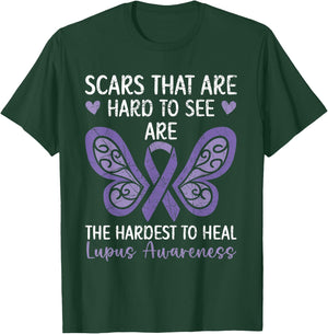Lupus Warrior Lupus Awareness SteMi Apparel Women's Black Modern Letter Print U-Neck , Small, Short Sleeve, Classic Fit, Pull On, Imported, All Seasons, Lupus Awareness Design T-Shirt - T-Shirt | Forest
