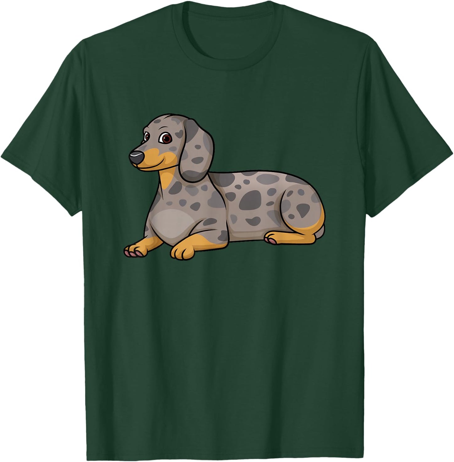 Dapple Dachshund Dog Lying Down T-Shirt - T-Shirt | Forest