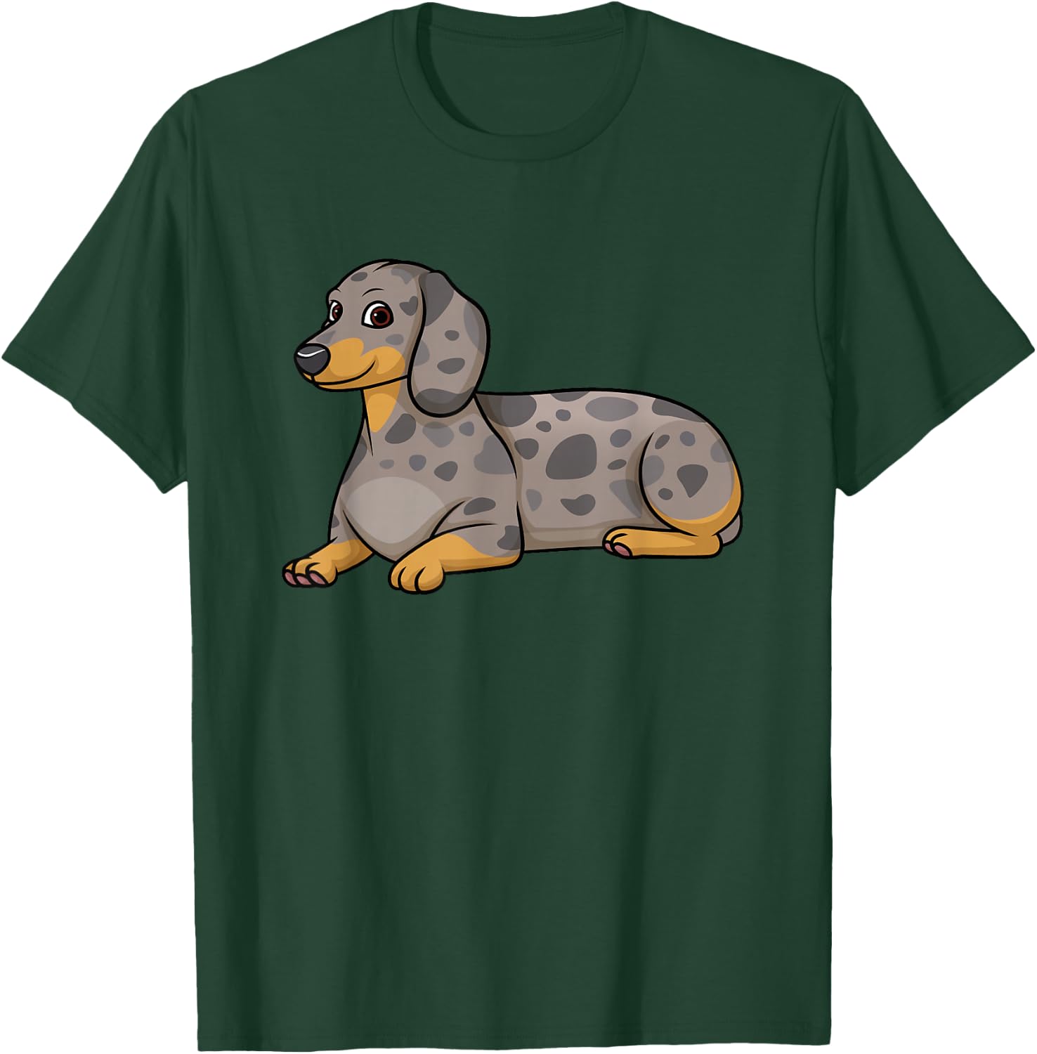 Dapple Dachshund Dog Lying Down T-Shirt - T-Shirt | Forest