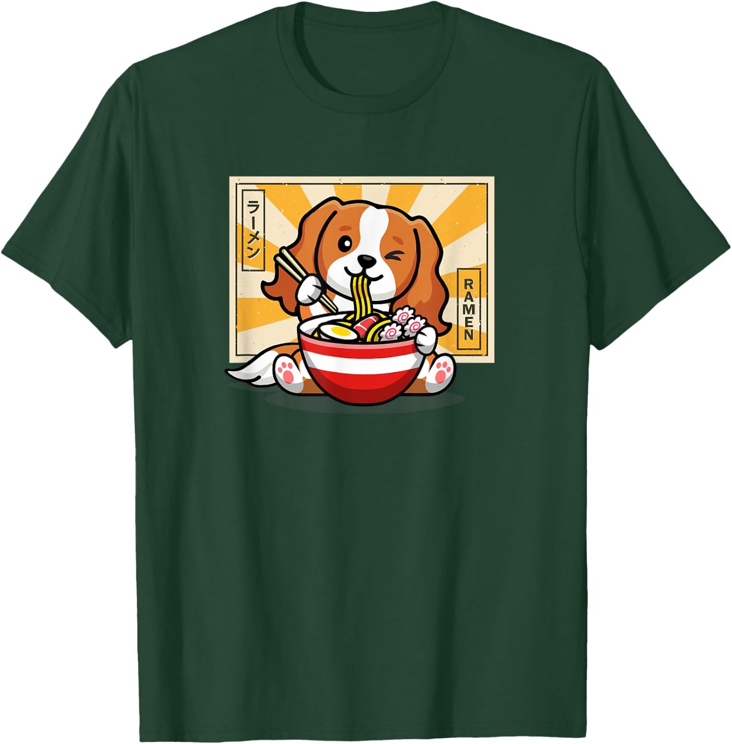 Kids Kawaii Ramen Cavalier King Charles Spaniel Lover T-Shirt - T-Shirt | Forest