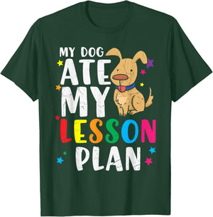 Vintage My Dog Ate My Lesson Plan Gift Retro Men Women Kids T-Shirt - T-Shirt | Forest