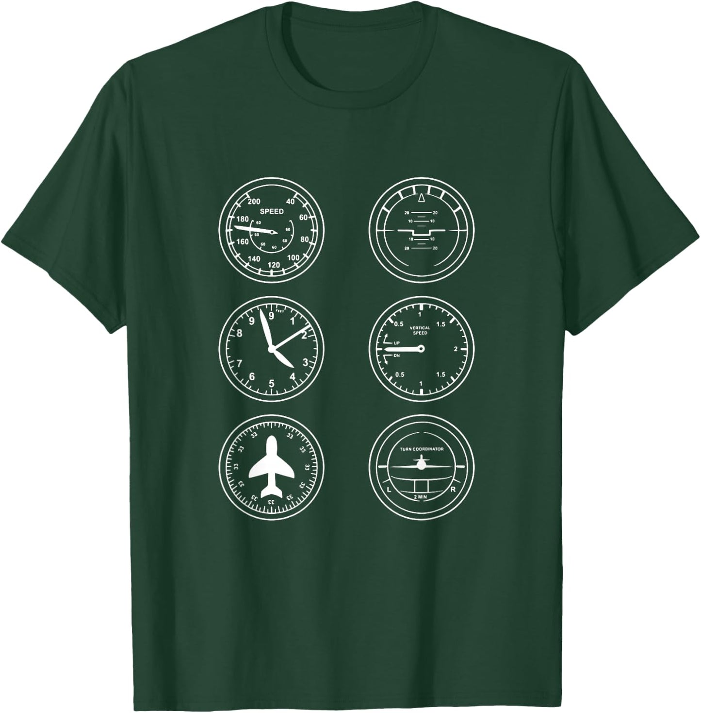 Aviation Flight Instruments Design for Airplane Enthusiasts T-Shirt - T-Shirt | Forest