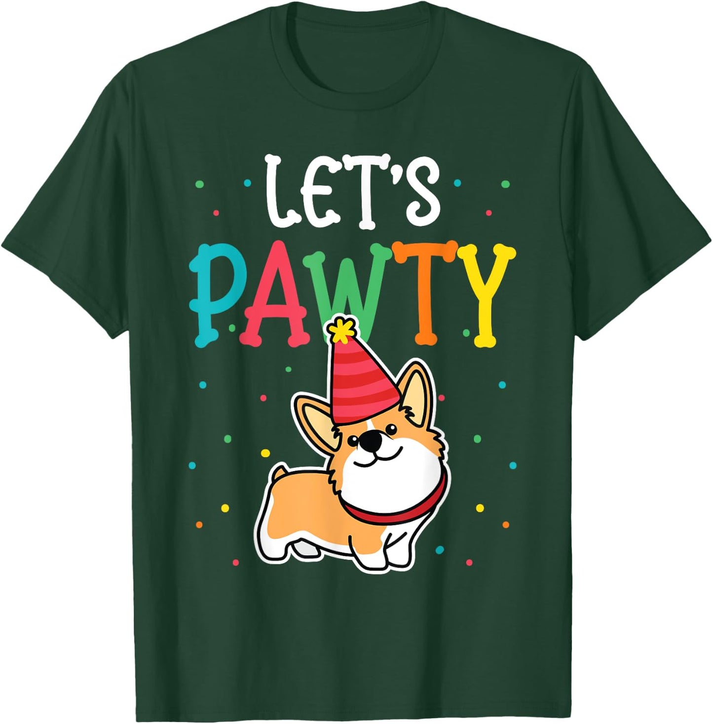 Corgi Birthday Pawty For Dog Themed Kids Party T-Shirt - T-Shirt | Forest
