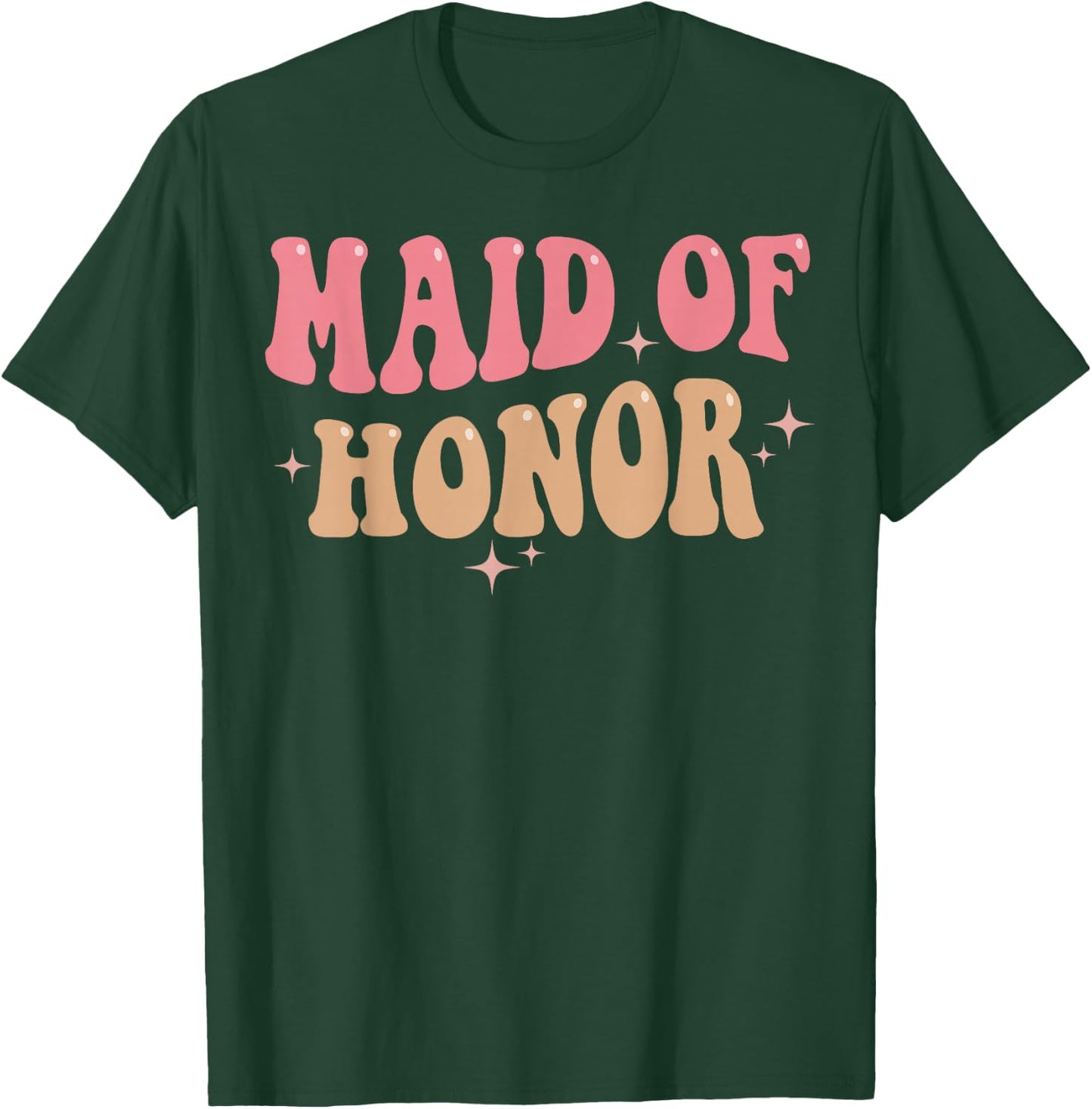 Retro Maid Of Honor Groovy Theme Bridal Shower Party T-Shirt - T-Shirt | Forest