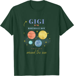 Gigi 1st Birthday First Trip Around The Sun Space Bday T-Shirt - T-Shirt | Forest