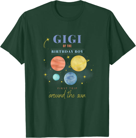 Gigi 1st Birthday First Trip Around The Sun Space Bday T-Shirt - T-Shirt | Forest