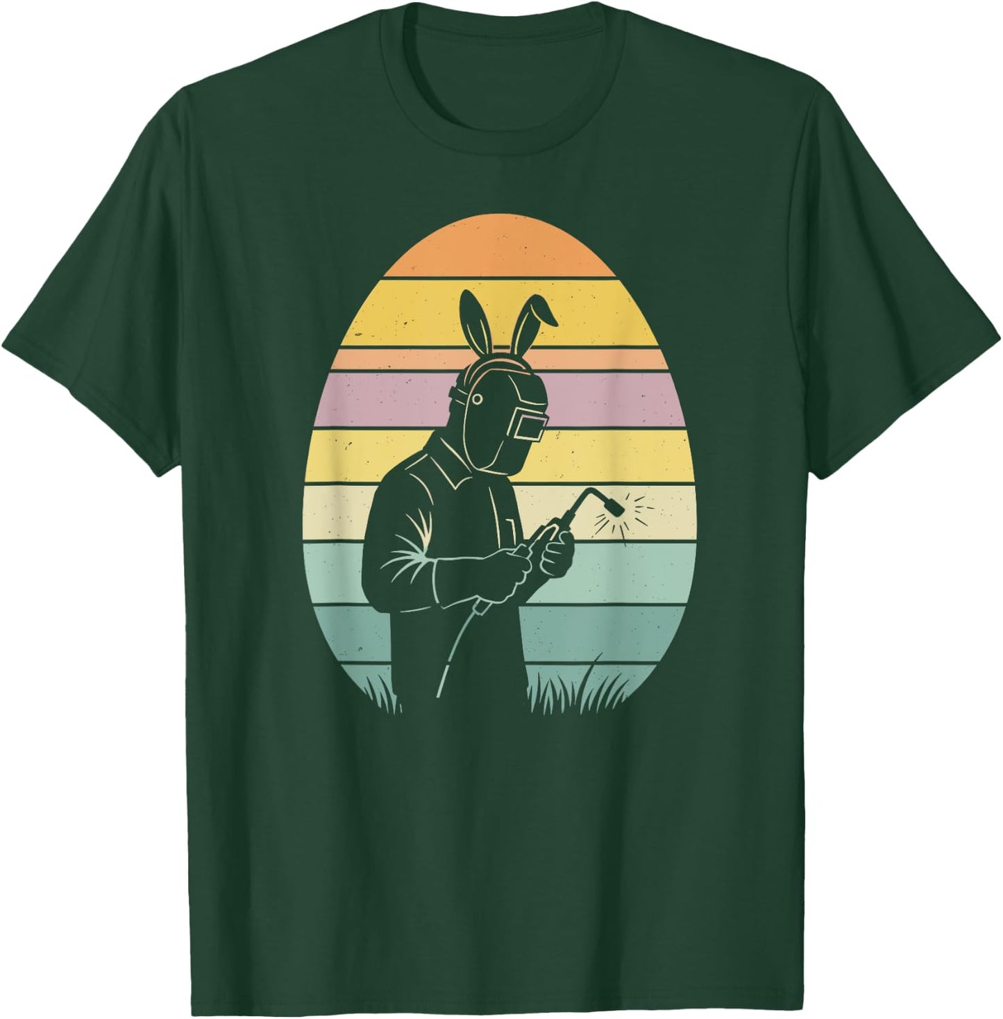 Retro Welding Easter Egg Easter Day Welder Kids T-Shirt - T-Shirt | Forest