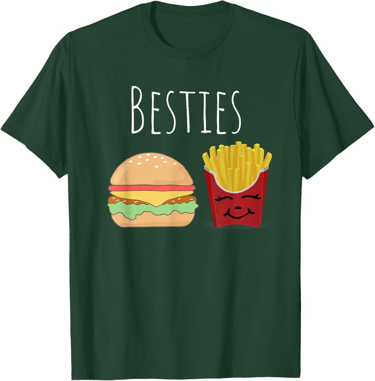 Cheeseburger and Fries Best Friends Besties Fun T-Shirt - T-Shirt | Forest
