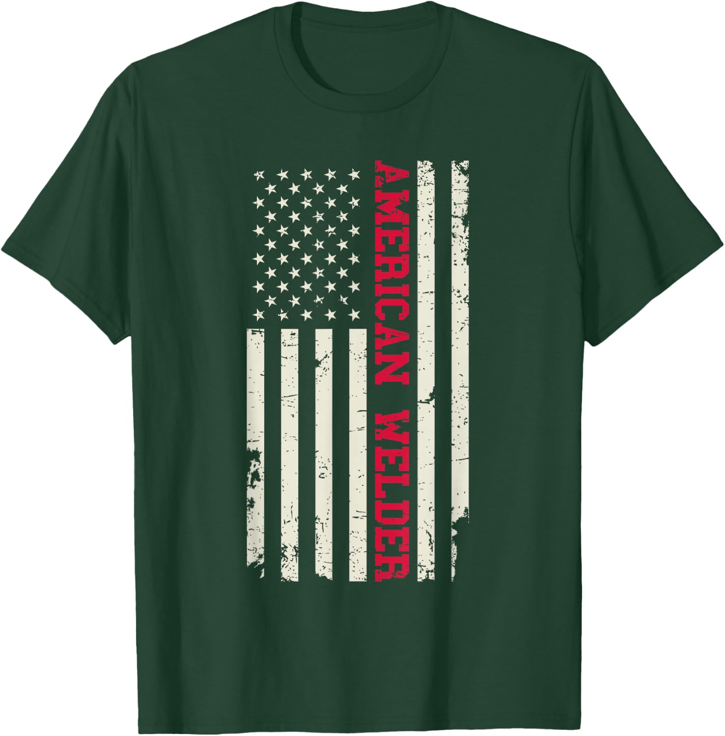 American Welder US Flag Blood Sweat Pride Patriotic Welding T-Shirt - T-Shirt | Forest