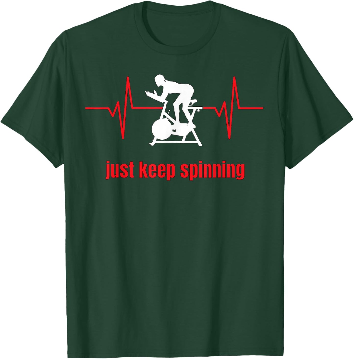 Just Keep Spinning Ekg Woman's Spin Cycle Workout T-Shirt - T-Shirt | Forest