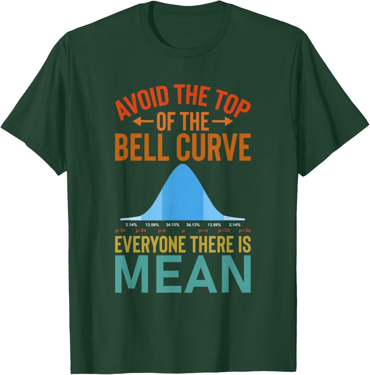 Avoid The Top Of The Bell Curve - Data Scientist Statistics T-Shirt - T-Shirt | Forest