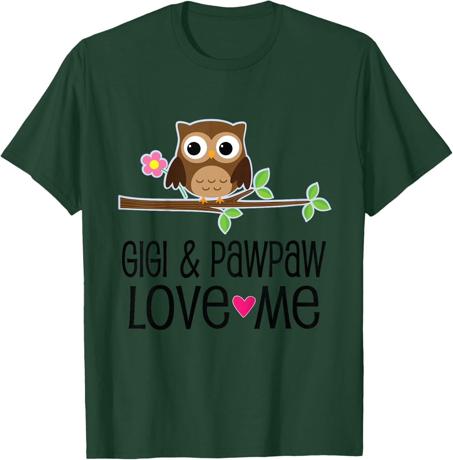 Kids Gigi and Pawpaw Love Me Grandchild Owl T-Shirt - T-Shirt | Forest
