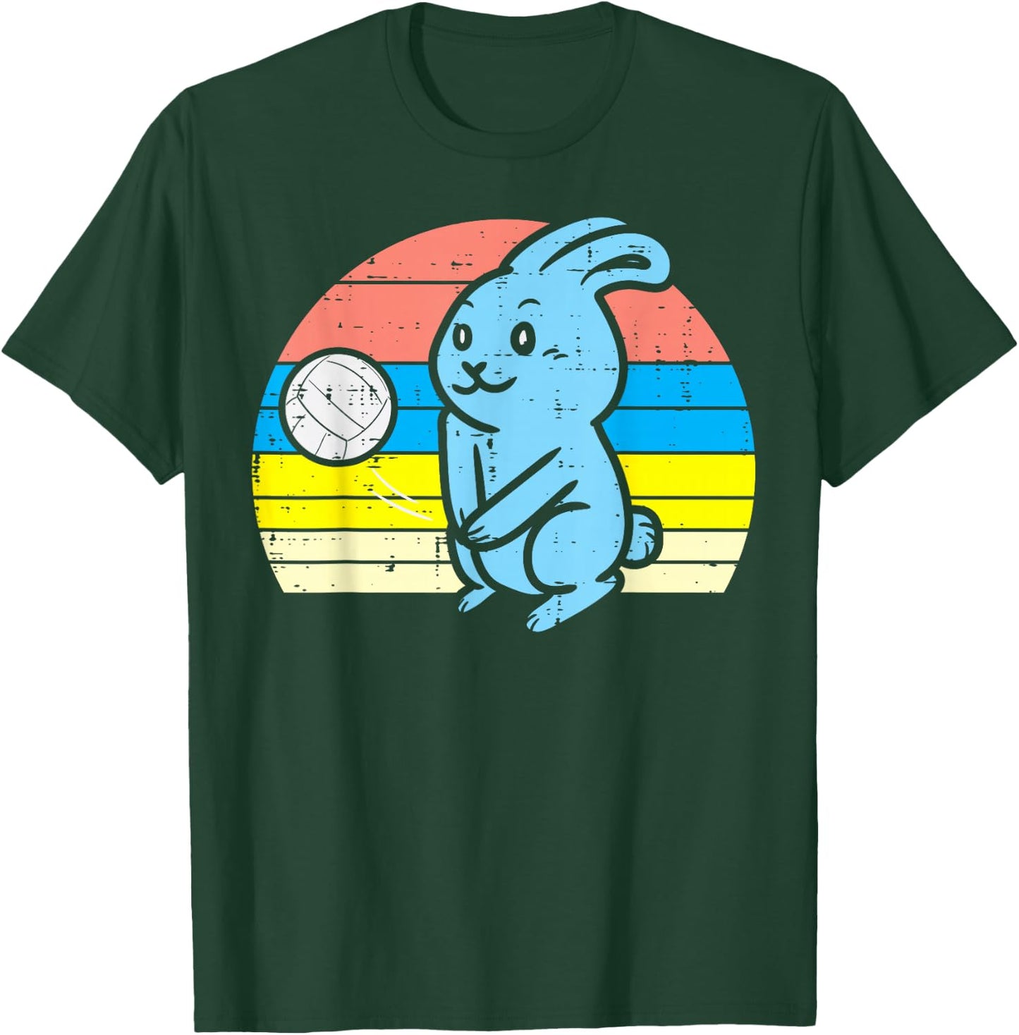 Easter Bunny Playing Volleyball Retro Sports Men Women Kids T-Shirt - T-Shirt | Forest