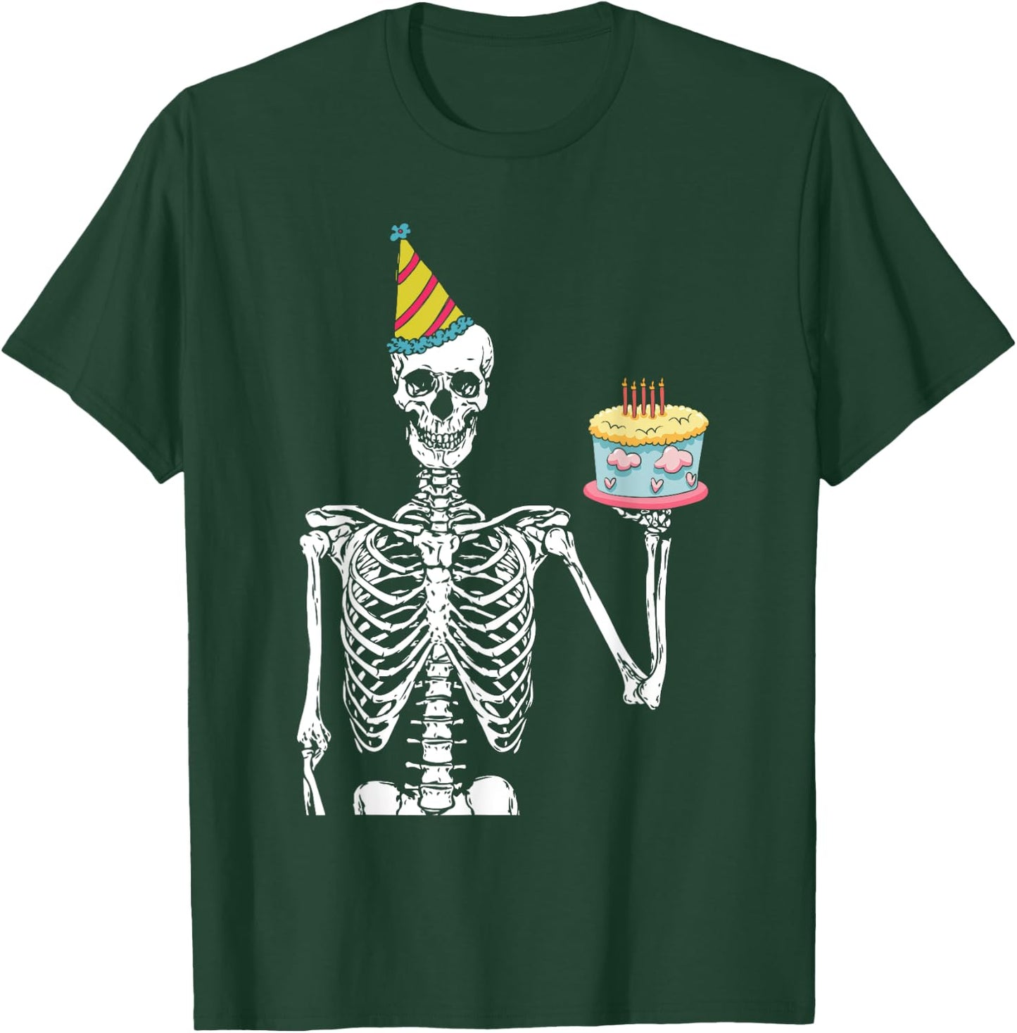 Skeleton Birthday Party Lazy Halloween Costume Funny Skull T-Shirt - T-Shirt | Forest