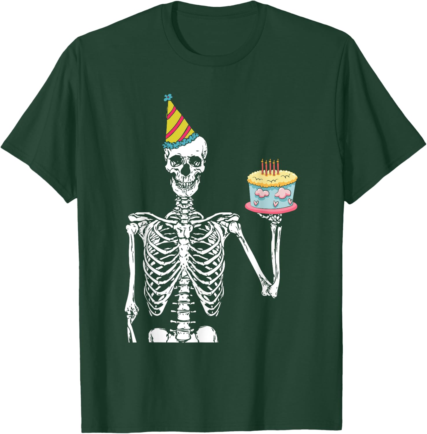 Skeleton Birthday Party Lazy Halloween Costume Funny Skull T-Shirt - T-Shirt | Forest