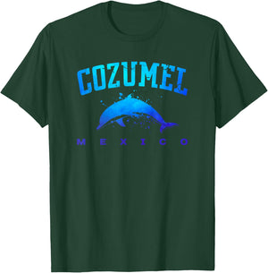 COZUMEL MEXICO Beach Vacation Scuba Diving Dolphin Graphic Women Kids T-Shirt - T-Shirt | Forest